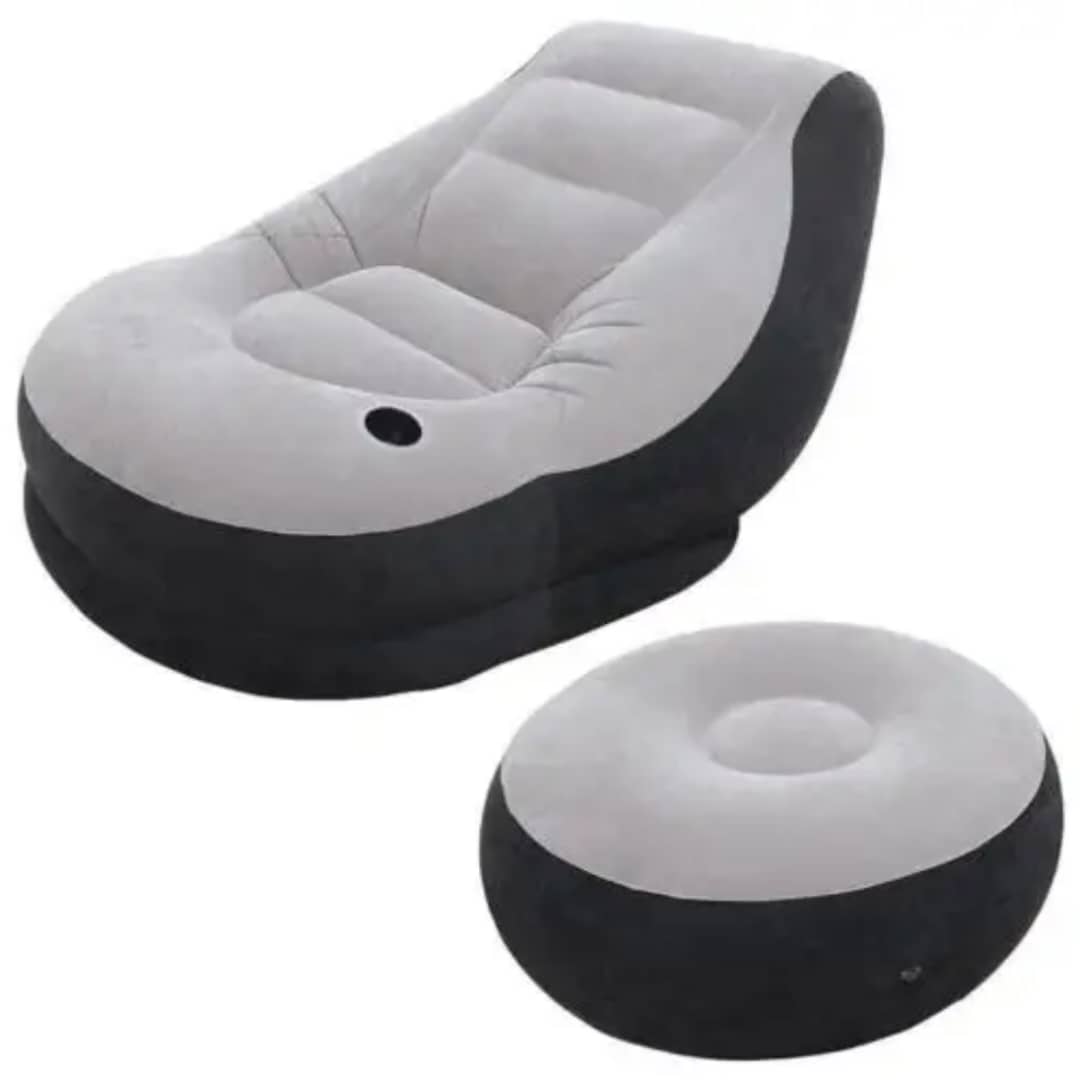 Fauteuil Gonflable Confort Luxe avec Repose-Pieds – Idéal Maison &amp; Détente