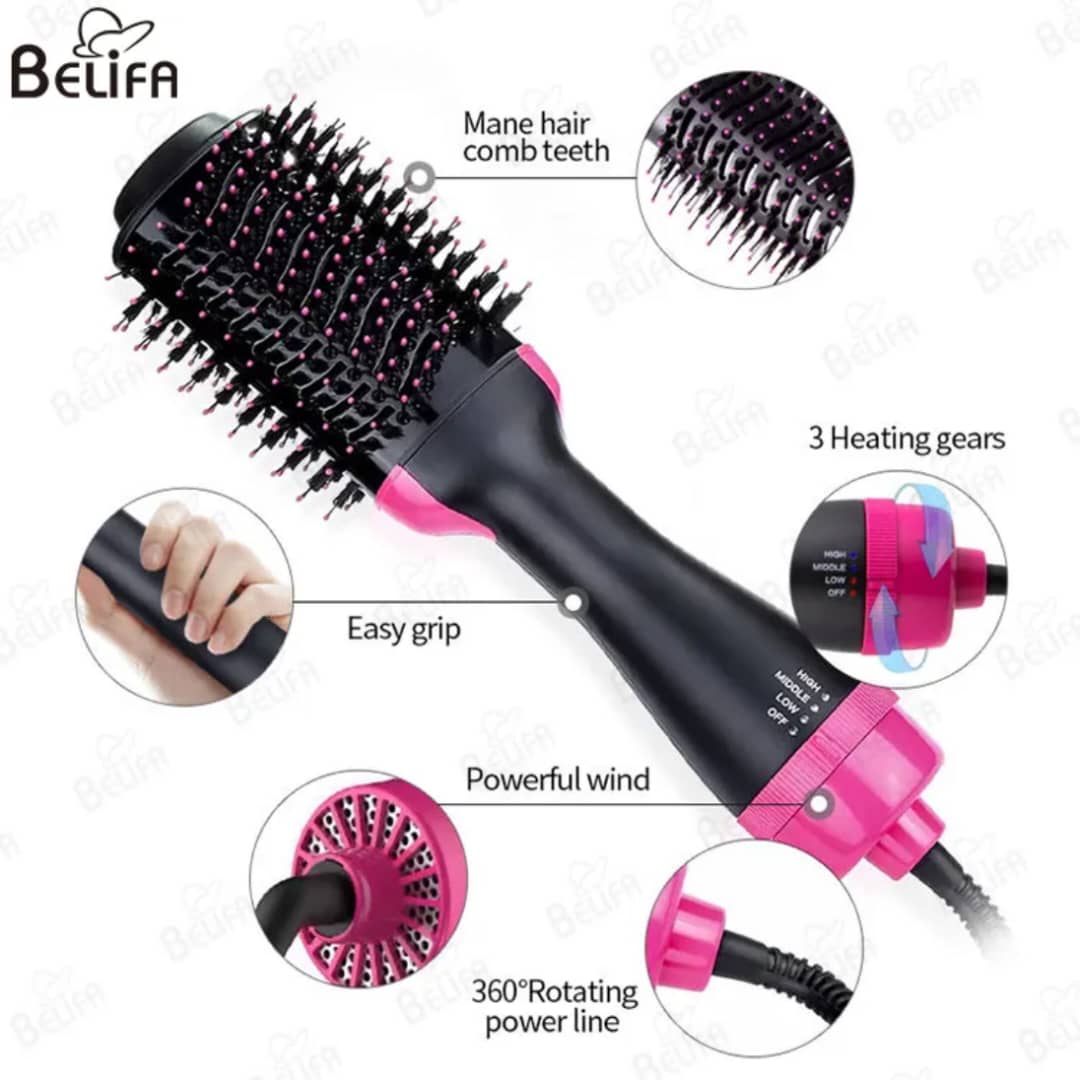 Brosse Sèche-Cheveux Professionnelle 1000W – 3 en 1 : Séchage, Brushing &amp; Volume