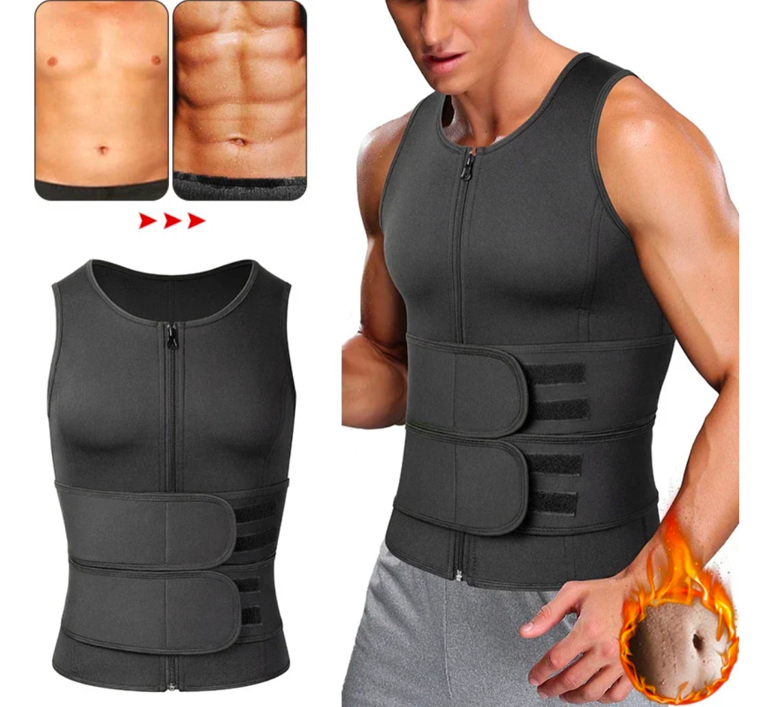 Gilet de sauna modelant le corps pour hommes, double ceinture d'entraînement à la taille💦